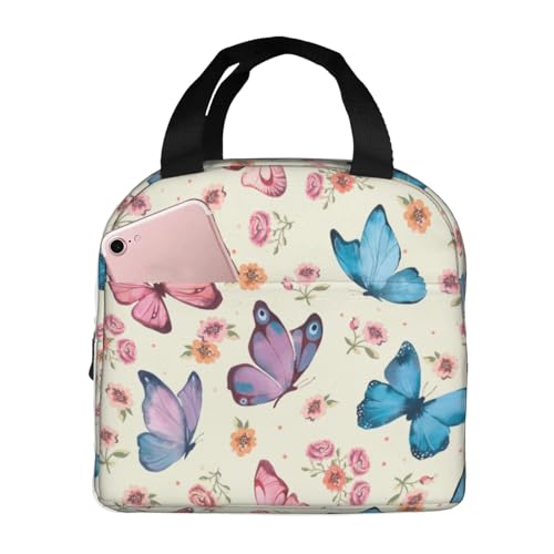 Butterfly Lunch Bag Women Lunch Box for Women Mens Lunchbox for Work Office Picnic or Travel Cute Lunch Box Tote Bags for Gifts - color: 1