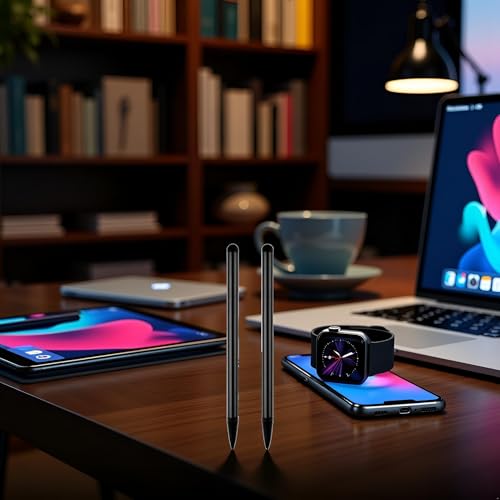 2 Pcs Black Stylus Pens for Universal Touch Screen Devices - Compatible for iPad, for Samsung Galaxy, Smartphones,Universal Touch Screen Pens All Touch Screen Devices Capacitive Stylus Compatible
