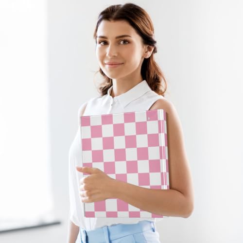 Custom 3 Ring Binder 1.5 Inch Round Rings Pink Checkered Personalized Name Binders Organizer Fashion View Binder with 2 Pockets for School Office Supplies - color: Multi10