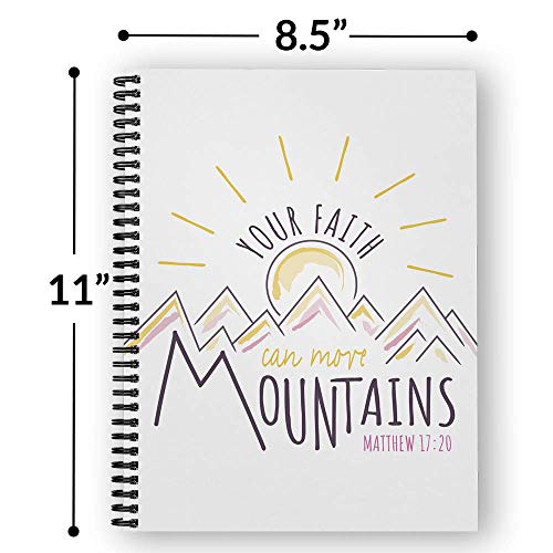 Gotcha Covered Notebooks Softcover Faith Moves Mountains 8.5" x 11" Religious Spiral Notebook/Journal, 120 College Ruled Pages, Durable Gloss Laminated Cover, Black Wire-o Spiral. Made in the USA - color: Faith Moves Mountains