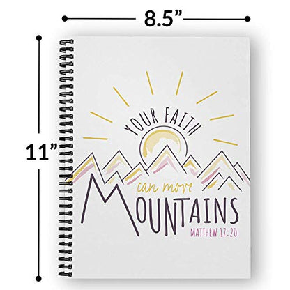 Gotcha Covered Notebooks Softcover Faith Moves Mountains 8.5" x 11" Religious Spiral Notebook/Journal, 120 College Ruled Pages, Durable Gloss Laminated Cover, Black Wire-o Spiral. Made in the USA - color: Faith Moves Mountains