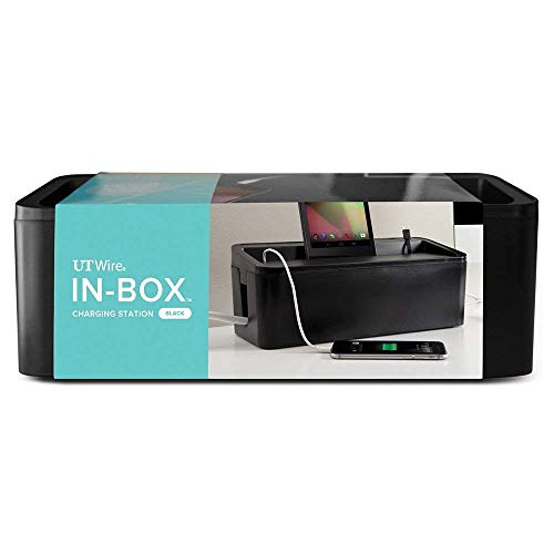 UT Wire UTW-BXSM-BK Desktop Mobile Charging Station & Power Strip Box, Black - color: Black, size: M-Desktop
