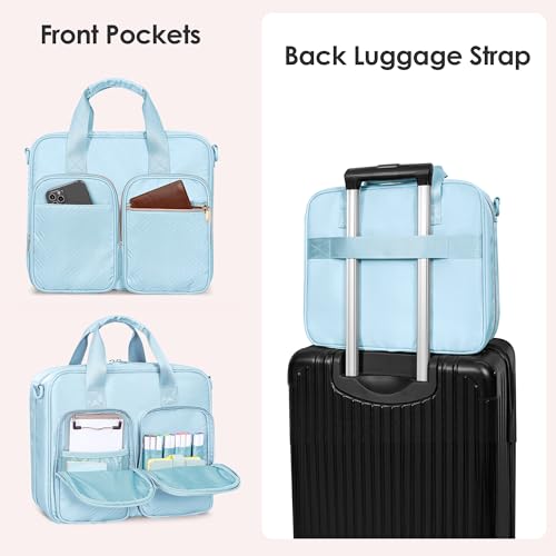 3 Ring Zipper Binder, 2 Inch Ring Binder Organizer Bag with Strap | Binder Bag Fits 13" Laptop & 500 Sheets, Detachable Shoulder Strap, Large Capacity Zip Up Portfolio Folder Bag for Office - color: Blue