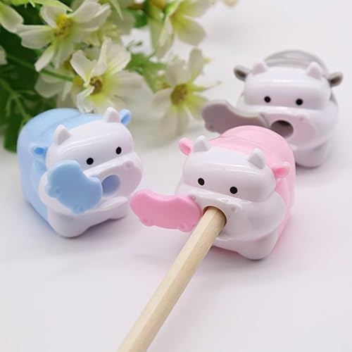 1Pc Random Cute Cow Pencil Sharpener - Kawaii Animal Design Sharpener for Girls, Office and School Stationery Supplies, Gift for Students and Teachers