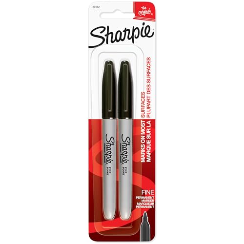 Sharpie 30162PP Permanent Markers, Fine Point, Black, 2 Count