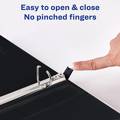 Avery Heavy Duty View 3 Ring Binder, 0.5" One Touch Slant Ring, Holds 8.5" x 11" Paper, 4 Black Binders (79708) - size: 0.5"