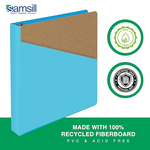 Samsill Durable 1 Inch Binder, D Ring Binder, Customizable Clear View Cover, Sky Blue, Holds 225 Pages - color: Blue Coconut, size: 1 Pack, style: 1 Inch