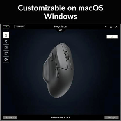 Keychron M7 Wireless Computer Mouse, 26K DPI Optical Computer Mouse, 2.4 GHz/Bluetooth/Wired with Macro Button 63g Lightweight Ergonomic, Up to 70 Hours Worktime for Laptop macOS/Windows - Black - color: Black, style: 1K Polling Rate