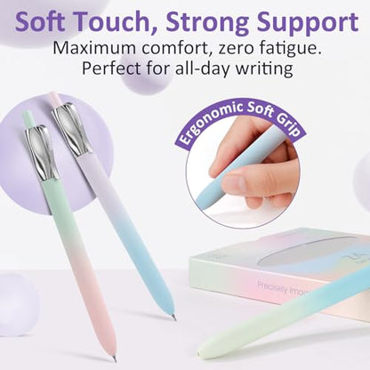 Solati Premium Gel Pens, 5-Pack Retractable 0.5mm Black Ink Pens, Luxury Aesthetic Fluid Design, Smooth Quick-Dry Writing Pens for Journaling, Note-Taking, Office, School Supplies (Z4 5PCS Aurora) - color: Z4 5PCS Aurora