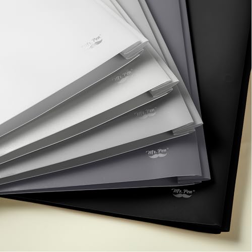 Mr. Pen- Plastic Folders with Pockets and Prongs, 5 Pack, Letter Size | Flexible Plastic Folders with Prongs, Black and White Theme - color: Black and White, size: 5 Pack