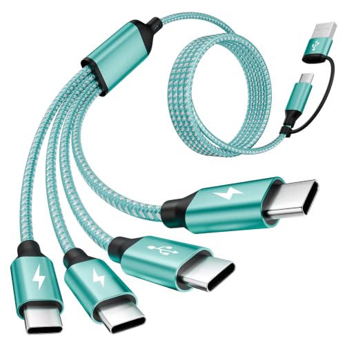 USB C Splitter Multi Charging Cable,USB A/C to USB C Charging Cord,USB C to USB C Cable,4 in 2 Multi Charger Cord with 4 Type-C Connectors Compatible with IP 16/15/Cell Phones Tablets,Green - color: Green, size: 1Pack5FT