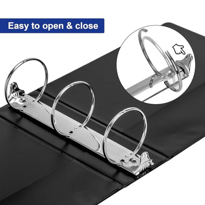 ViVin 3 Ring Binder 3 inch with Clear View Cover, Large 3" Round Ring for Strength, Holds 600 Sheets of US Letter Size Paper, Office Home School, 2 Pack (Black) - color: Black, size: 3 Inch, style: 2 Pack