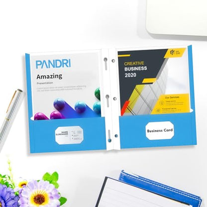Two Pocket Folders, PANDRI 60 Pack Two Pocket Folders with Prongs, 3 Prong Folders Designed for Office and Classroom, Letter Size Lightblue - color: Lightblue