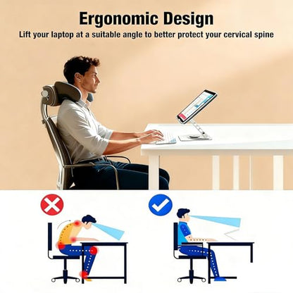 360° Rotating Metal Pad/Tablet Stand, Foldable Height Adjustable Desktop Holder for 4-13 Inch Pad/Tablet Home Office - color: Black