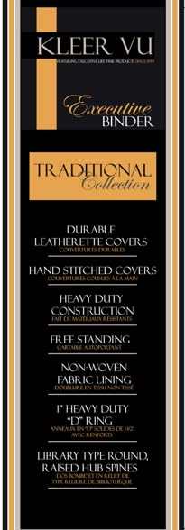 Executive Binder, English Leather 2 Tone with Stitching and Ribbed Spine, Heavy Duty 3 D-Ring with Boosters, Black (1" inch, 1PK) - size: 1 Inch
