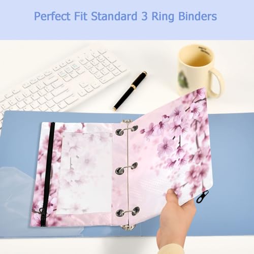 Studying 2 Pack Spring Cherry Blossom Tree Branch 3 Ring Binder Pencil Pouch Bags,Clear Window Zipper Storage Case for Boys Girls School Office Supplies Cosmetics Organizers - color: Multi-cherry Blossom
