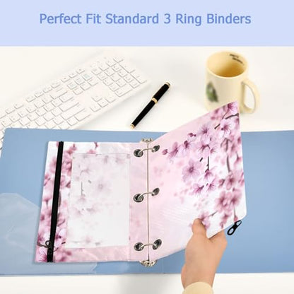 Studying 2 Pack Spring Cherry Blossom Tree Branch 3 Ring Binder Pencil Pouch Bags,Clear Window Zipper Storage Case for Boys Girls School Office Supplies Cosmetics Organizers - color: Multi-cherry Blossom