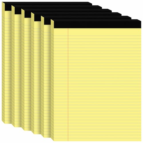 6Packs Legal Pads 8.5 x 11 Inch, 50Sheets/Pack, College Ruled & Perforated Yellow Writing Pads, Pads of Paper 8.5 x 11, Lined Note Pads with Sturdy Backing for Office, Business & School Supplies - color: Yellow, style: 6 Pads-50 Sheets/Pads