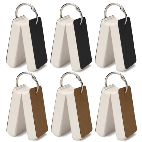 ASTIMESA Blank Flash Index Cards with Rings, Small Paper Study Note Cards | 2.7 x 1.5 Inch White Flashcards for Studying for Studying & Learning Language Game (Brown, Black)(600 Pcs )
