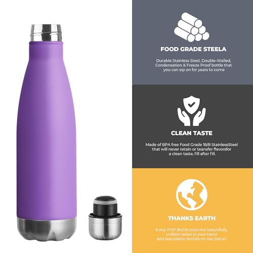 MEWAY 17oz Sport Water Bottle 8 Pack Vacuum Insulated Stainless Steel Leak-Proof Double Wall Cola Shape Water Bottle,Keep Drinks Hot & Cold (Purple,8 Pack) - color: Purple
