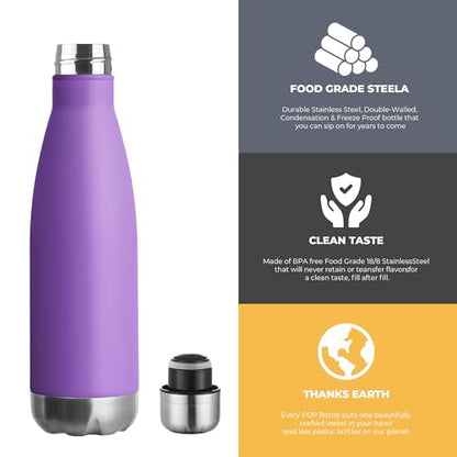 MEWAY 17oz Sport Water Bottle 8 Pack Vacuum Insulated Stainless Steel Leak-Proof Double Wall Cola Shape Water Bottle,Keep Drinks Hot & Cold (Purple,8 Pack) - color: Purple