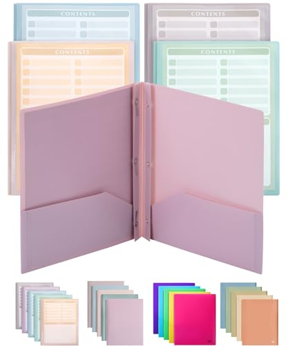 Mr. Pen- Plastic Folders with Clear Front Pocket, 5 pcs, Pastel Colors | File Folders with Fasteners for Documents - color: Pastel Colors + Organizational Sheets, size: 5 Pack