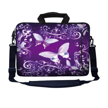 LSS 13.3 inch Laptop Sleeve Bag Notebook with Extra Side Pocket, Soft Carrying Handle & Removable Shoulder Strap for 12" 12.1" 13" 13.3" Apple MacBook Air, GW, Acer, Aspire Asus, Dell, HP, Sony, T - color: Purple Butterfly, size: 13 in – 13.3 in