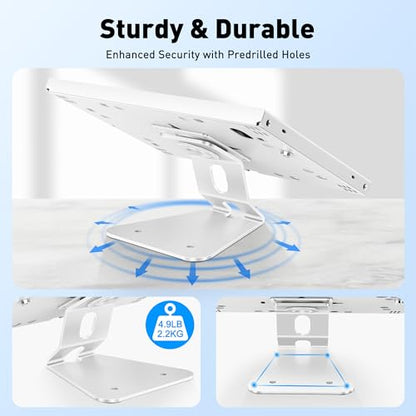 AboveTEK Anti-Theft Tablet Stand – iPad Locking & Security Stand, Countertop & Wall Mount POS Stand, 360° Swivel Kiosk Stand for iPad/iPad Air/iPad Pro – Ideal for Retail Business (White) - color: White