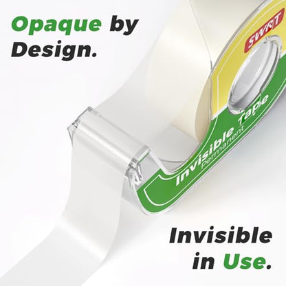 SWRT Invisible Tape Refills, 10 Rolls, 3/4 in x 800 in, Matte Finish | Blends into Paper; Easy to Write On; Neat Paper Repairs; Quick Label Fixes; Fits Tape Dispensers; Office, School, Home