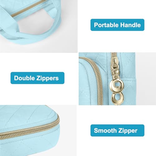 MOSISO 360 Protective Laptop Case 13.3 inch, 13-13.3 inch Laptop Sleeve Compatible with MacBook Air/Pro 13/Pro 14,HP Dell ASUS Lenovo, Square Quilted Bag Cover with 2 Pockets&Handle&Belt, Ice Blue - color: Ice Blue, size: 13.3 inch