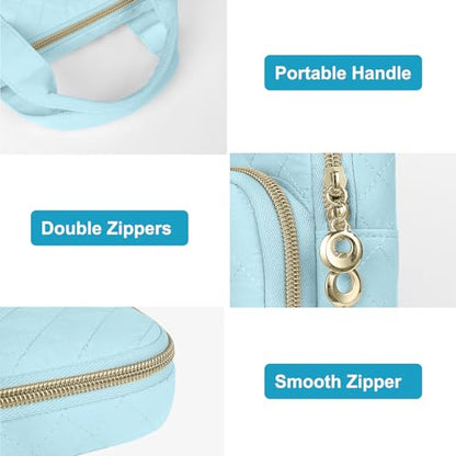 MOSISO 360 Protective Laptop Case 13.3 inch, 13-13.3 inch Laptop Sleeve Compatible with MacBook Air/Pro 13/Pro 14,HP Dell ASUS Lenovo, Square Quilted Bag Cover with 2 Pockets&Handle&Belt, Ice Blue - color: Ice Blue, size: 13.3 inch