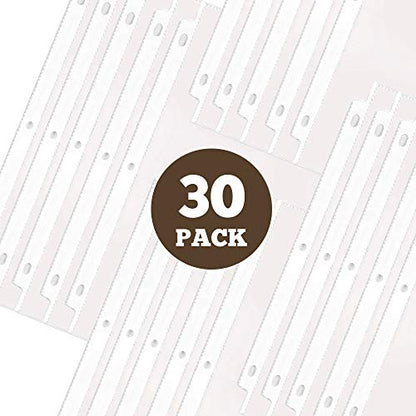 Heavy Duty Recipe Page Protectors | 30 Clear Refill Sheets | 8.5 x 11 Inch Paper Sleeves | Acid-Free Plastic | Reinforced Holes for 3-Ring Binders | Spill-Resistant