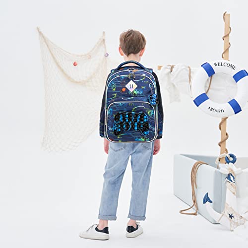 Backpack for Girls Elementary Preschool Kids Lunch Box for School - color: Boys Gamepad Bag
