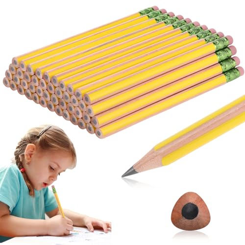 Seajan 48 Pcs 2B Jumbo Pencils, Big, Fat, Thick, Triangular Grip 7 Inch Large Pencils Refill with Eraser for Beginners Office Christmas Gifts(Yellow) - color: Yellow, style: 2B