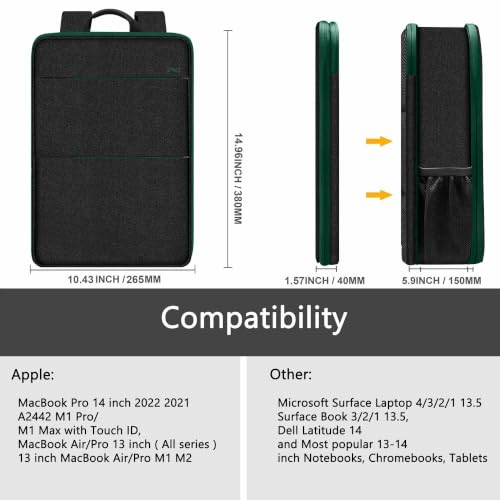 ZINZ Slim & Expandable Laptop Backpack Water Resistant Backpack Travel Backpack Compatible with MacBook Air/Pro/Neo 13-14 inch, XPS 13/14, Surface 13.5" and Most 13-14 Notebooks，BK01GR01 - color: Bk01gr01, size: 13"-14"