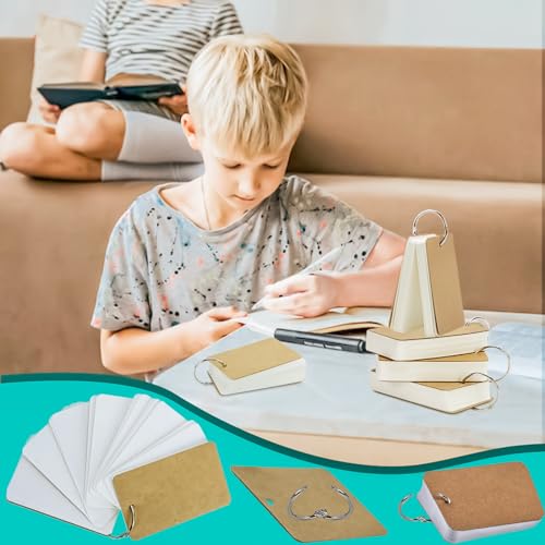 300 Pcs Flash Cards 2x3 Inch Index Cards with Ring Lined Note Card Bood Flashcards, Mini Blank Flash Cards 2x3 White Card Pad Index Note Bood 2 x 3 Notecards for Studying School Supply College - color: White