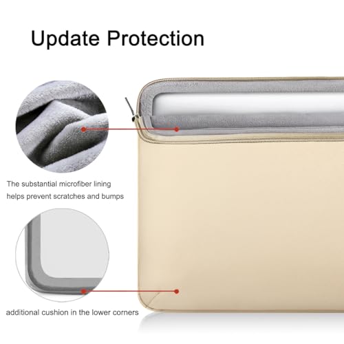 Voova Laptop Sleeve Case 14 15 Inch with Handle, 360° Protective Waterproof Slim Computer Bag Cover Compatible with MacBook Air 15 M2/M3/M4 2024-2025, MacBook Pro 14/15, Hp Chromebook 14, Beige - color: Apricot, size: 14-15 Inch