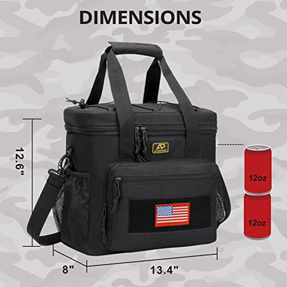 ATRIPACK Lunch Box for Men, Tactical Lunch Bag MOLLE Webbing Leakproof Insulated Large Lunch Cooler Women Adult Meal with Adjustable Shoulder Strap Durable Lunch Pail (Black) - color: Black, size: Large