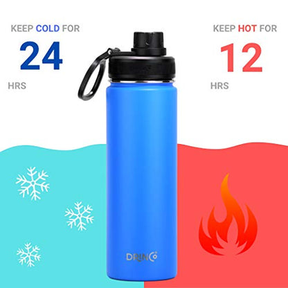 DRINCO Stainless Steel Water Bottle Spout Lid Vacuum Insulated Double Wall Water Bottle Wide Mouth (40oz 32oz 22oz 18oz 14oz) Leak Proof Keeps Cold or Hot (22 oz, 22oz Royal Blue) - color: 22oz Royal Blue, size: 22 Ounces