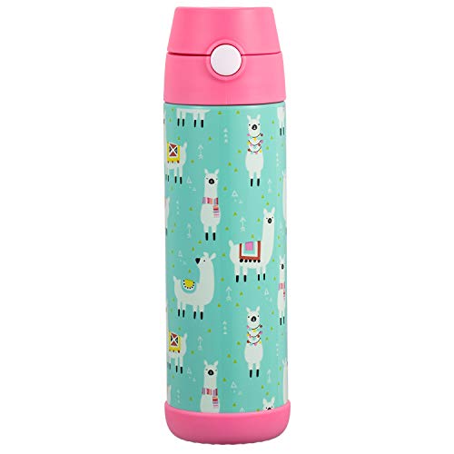 Snug Insulated Kids Water Bottle with Straw & Spout – Double-Wall Stainless Steel, Leakproof, Easy-Flip Lid – For School, Travel, Toddlers & Big Kids - Llamas, 17oz - color: Llamas, size: 16.9 Ounces