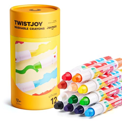 Jar Melo 유아용 점보 크레용, 12가지 색상 TwistJoy 세척 가능한 크레용 | 매우 실키하고 무독성이며 잡기 쉽고 아기에게 안전함, 어린이 선물, 신학기 - style: 12가지 색상