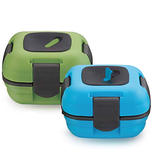 Pinnacle Insulated Leak Proof Lunch Box for Adults and Kids - Thermal Lunch Container With NEW Heat Release Valve 16 oz ~Set of 2~ Blue-Green - color: Blue-green