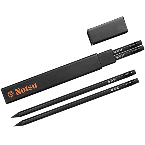 Notsu 4pc Black Pencils #2 Set | All Black Wood Writing Pencils with Travel Case (Pack of 2) - size: 4 Count (Pack of 2)