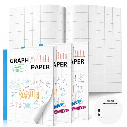 Ctosree 3 Pcs Primary Graph Paper for Kids 1 Inch Squares Elementary Math Graph Paper Composition Notebook 8.5 x 11 Inches Quad Ruled Grid Notebook for Kids K-2 School Supplies - size: 1 Inch