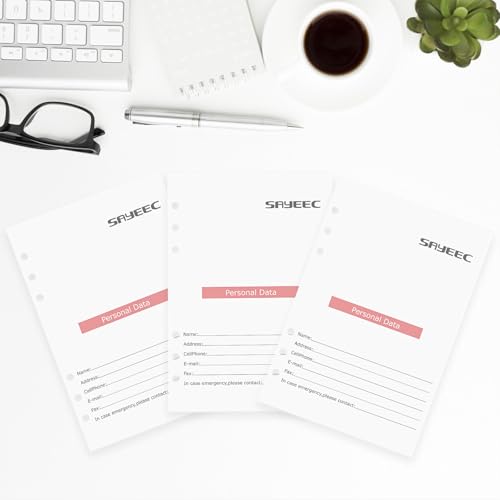 SAYEEC Refill Paper Loose Leaf Lined Paper for A5 Planner Organizer, 80 Sheets 6 Holes Ring Binder Planner for Journals Notebooks Diaries Inserts (3 Pack Refillable Loose Leaf) - color: 3 Pack Refillable Paper