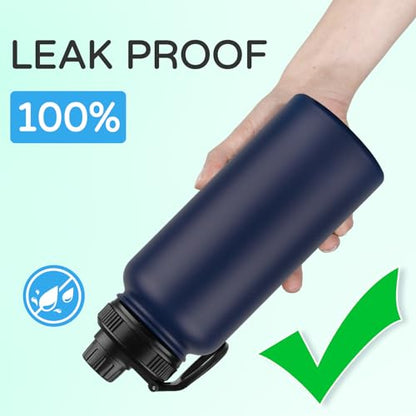 DOMICARE 32 oz Insulated Water Bottle Bulk, Vacuum Insulated Stainless Steel Sports Water Bottle with Straw Lid & Spout Lid, Leakproof, Reusable - Travel, Camping, Bike, Navy Blue (8 Pack) - color: Navy Blue, size: 32oz/8 Pack