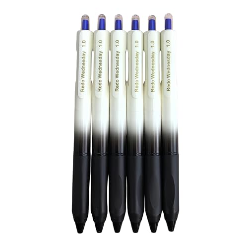 Fengtaiyuan Retractable Gel Pens, 1.0mm Bold Point Quick Dry True Blue Ink, 6 Pack, Gradient Black-White Barrel with Ergonomic Non-Slip Grip, Smooth Writing for Color Coding Grading Office School - color: BlueFRW10P6