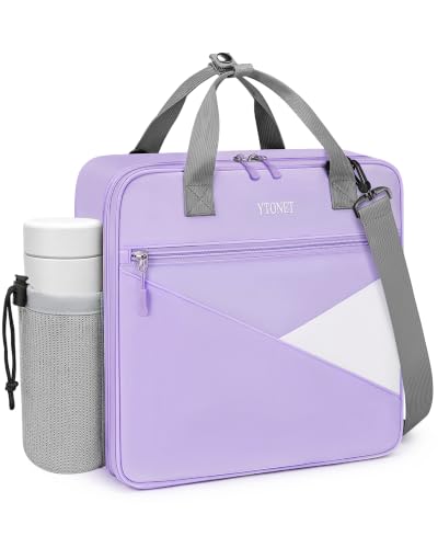 Ytonet Zipper Binder Bag, 2 Inch 3 Ring Binder with Zipper Fit 14 Inch Laptop, 500 Sheets Capacity Zippered Binders with Shoulder Strap & Removable O-Ring Pad for College, Office, Work, Purple - color: 2 In-purple