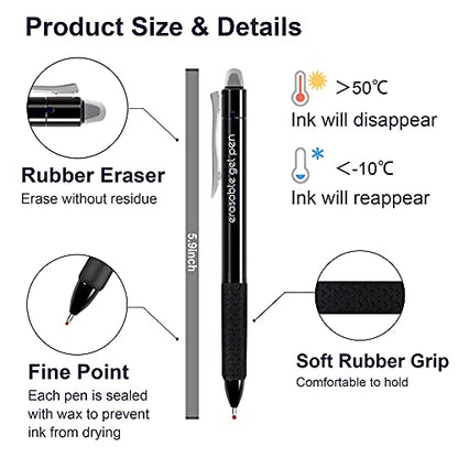 Lineon Erasable Gel Pens, 15 Pack Black Retractable Erasable Pens Clicker, Fine Point, Make Mistakes Disappear, Black Inks for School & Office - color: 15 Pack Black
