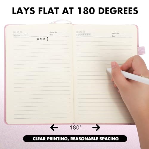 Aodaer 12 Set Lined Notebook Journals with Pens A5 Notebooks 100 GSM College Ruled Hardcover Notebook PU Leather Notepad with Pen Holder for Office School, 5.7 x 8.3 Inches, Pink - color: Pink